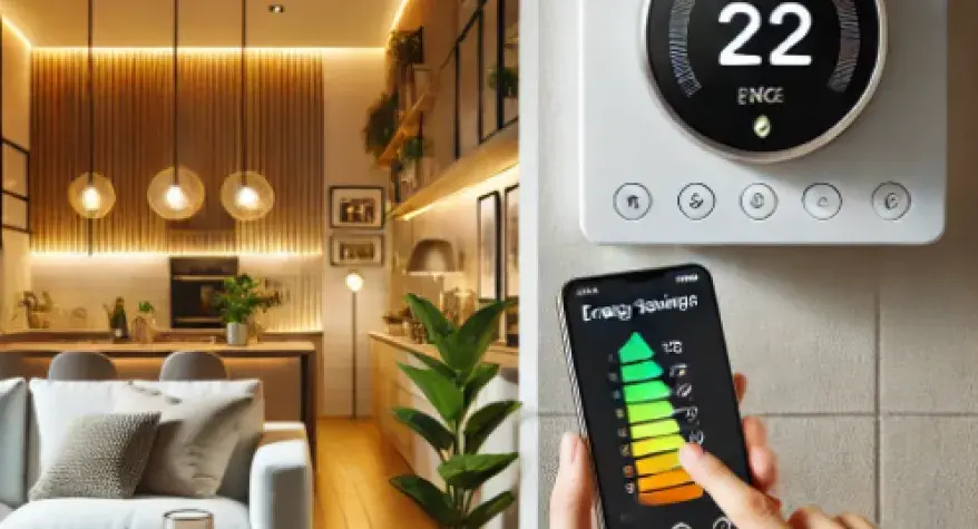 Photo of a smart thermostat